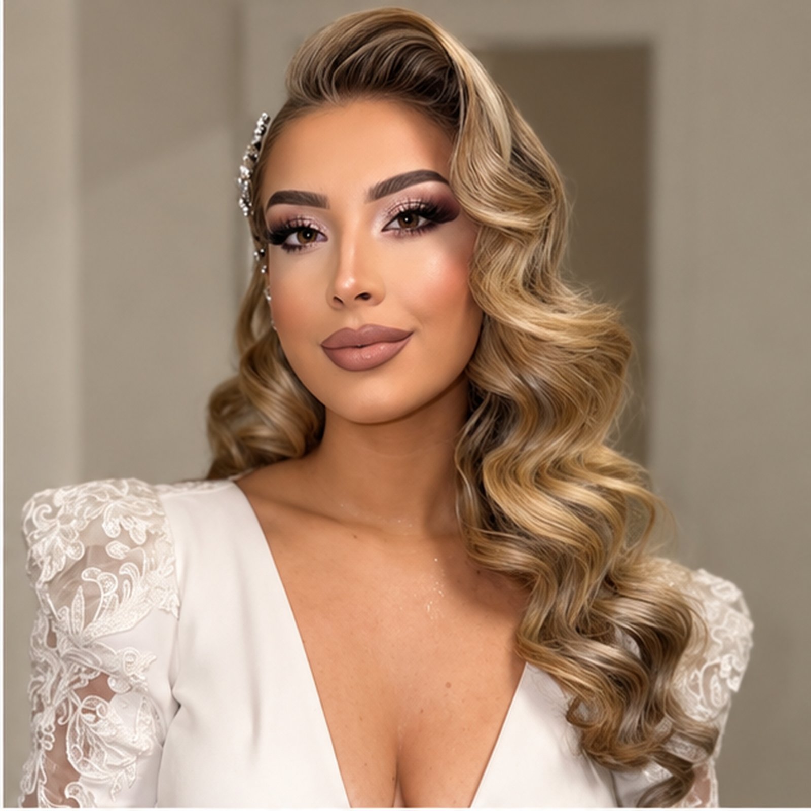Makeup i theksuar dhe onde elegante për nuse, realizuar nga Najada