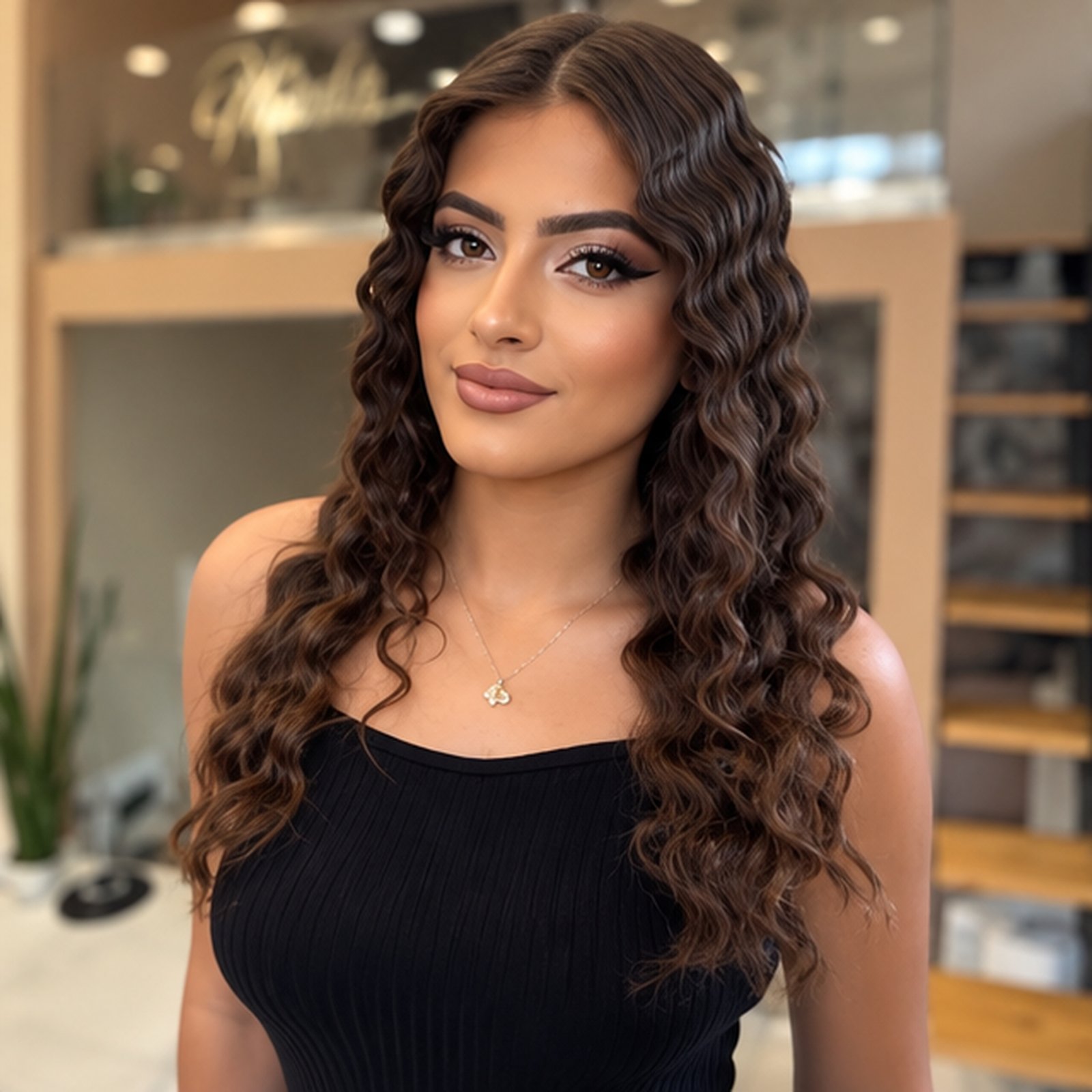 Kaçurrela të përcaktuara dhe makeup në tone të ngrohta